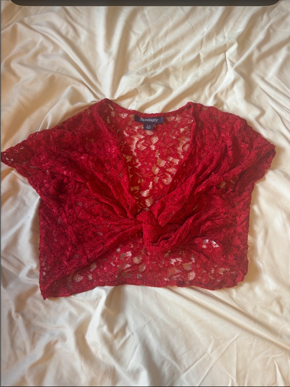 Romantic Red Lace Knot-Front Crop Top by